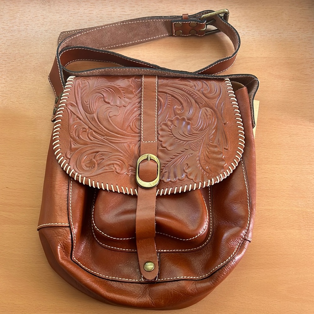 Patricia Nash Tooled Barcellona Saddle Bag Crossbody